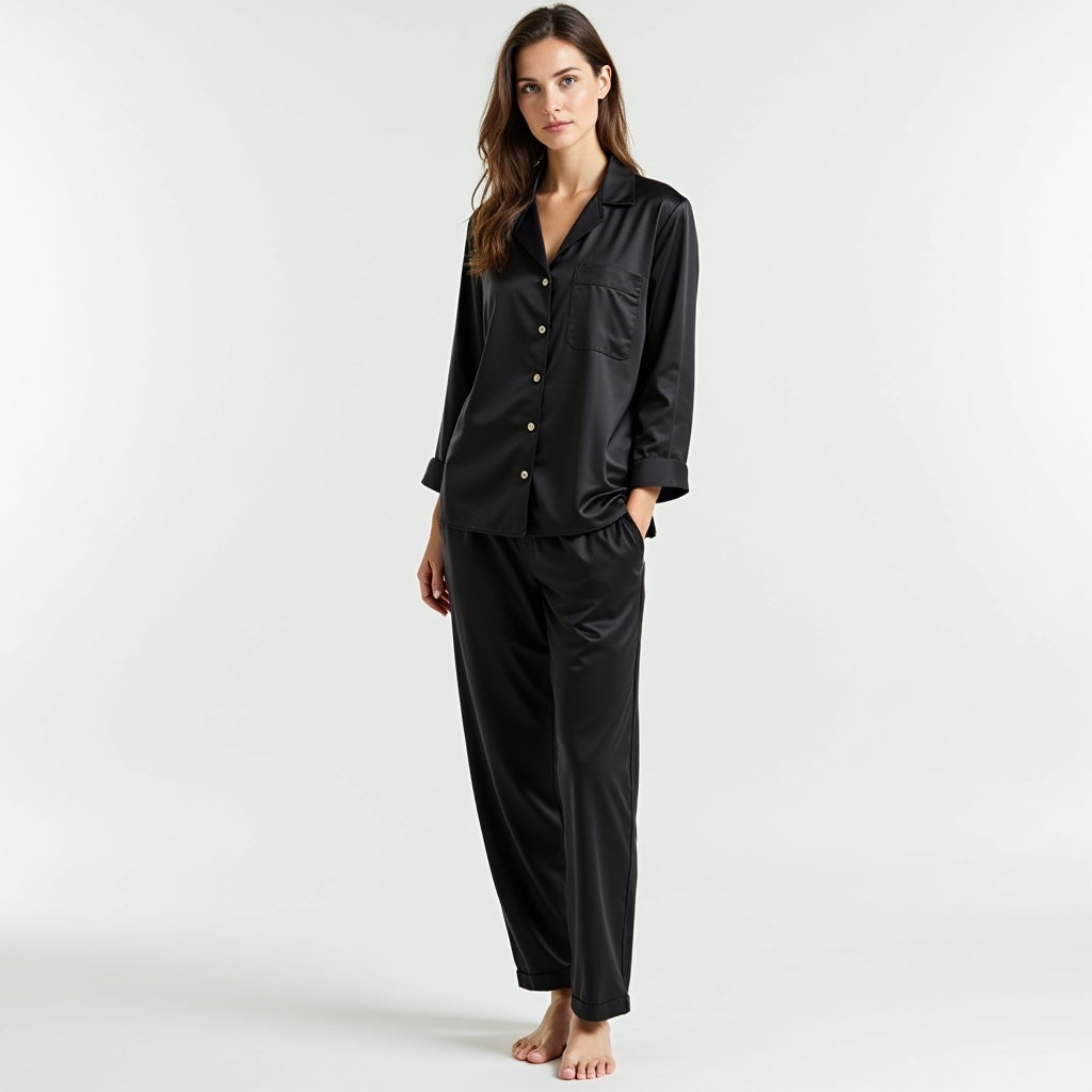 All Day Silk Women’s Silk Pyjama Set | Soft & Smooth Nightwear with Shirt Collar | Comfortable & Elegant Loungewear