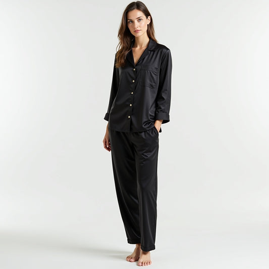 All Day Silk Women’s Silk Pyjama Set | Soft & Smooth Nightwear with Shirt Collar | Comfortable & Elegant Loungewear