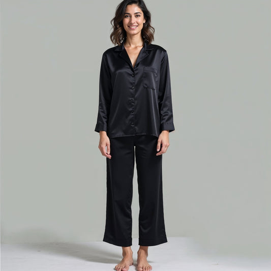 All Day Silk Women’s Silk Pyjama Set | Soft & Smooth Nightwear with Shirt Collar | Comfortable & Elegant Loungewear