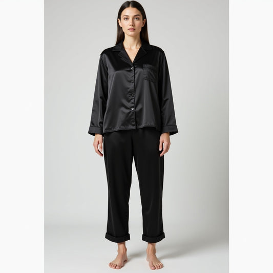 All Day Silk Women’s Silk Pyjama Set | Soft & Smooth Nightwear with Shirt Collar | Comfortable & Elegant Loungewear